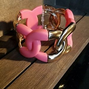 Gold and Pick Bracelet
